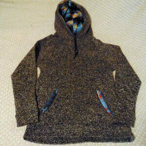Fleece Hoodie w/Southwest Aztec Trim M Soft Grunge Streetwear Departwest Gray